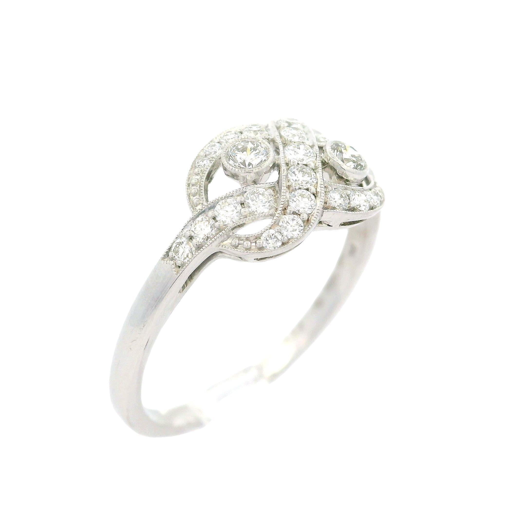 Kwiat 18k White Gold 0.40ctw Pave & Bezel Diamond Knot Ring 