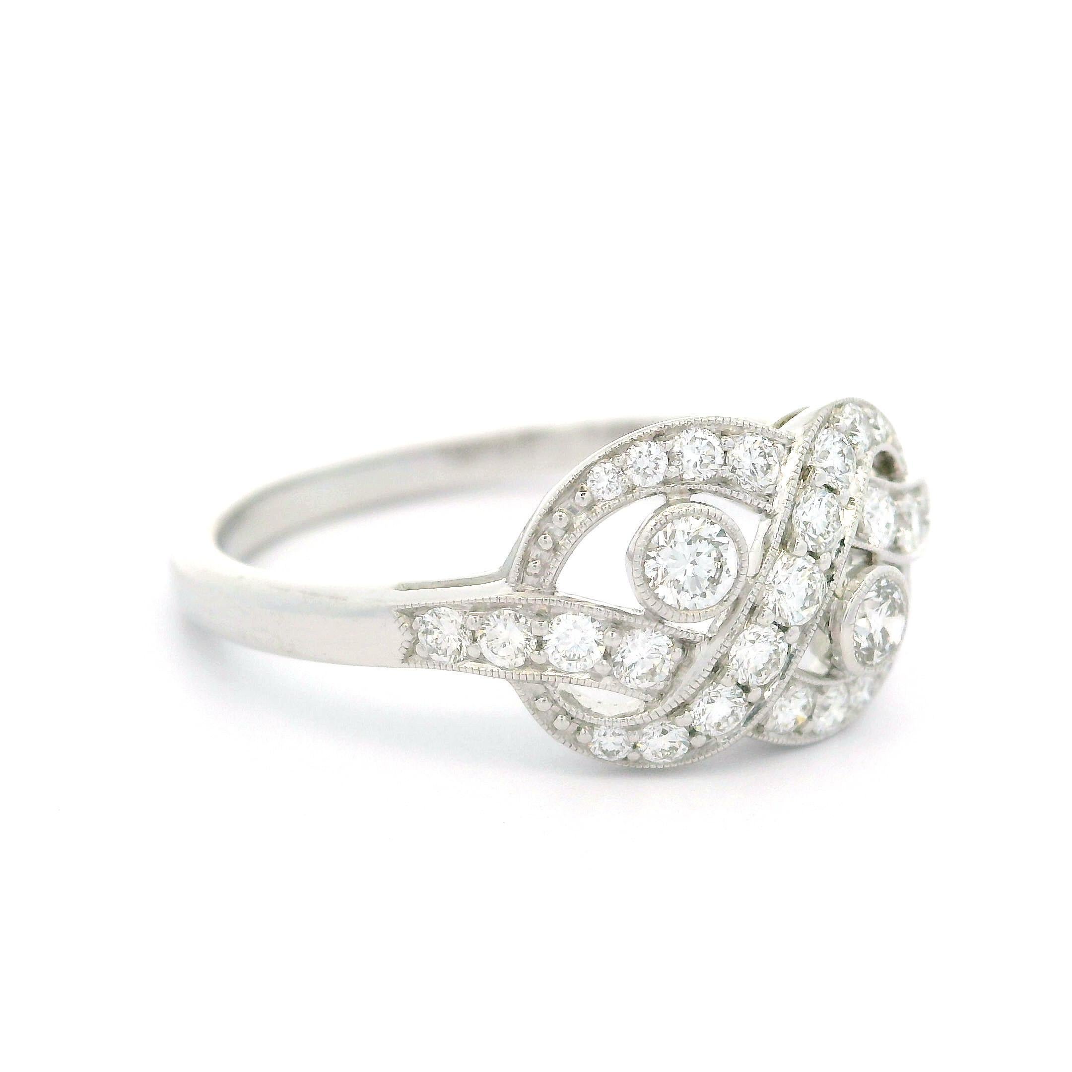 Kwiat 18k White Gold 0.40ctw Pave & Bezel Diamond Knot Ring 