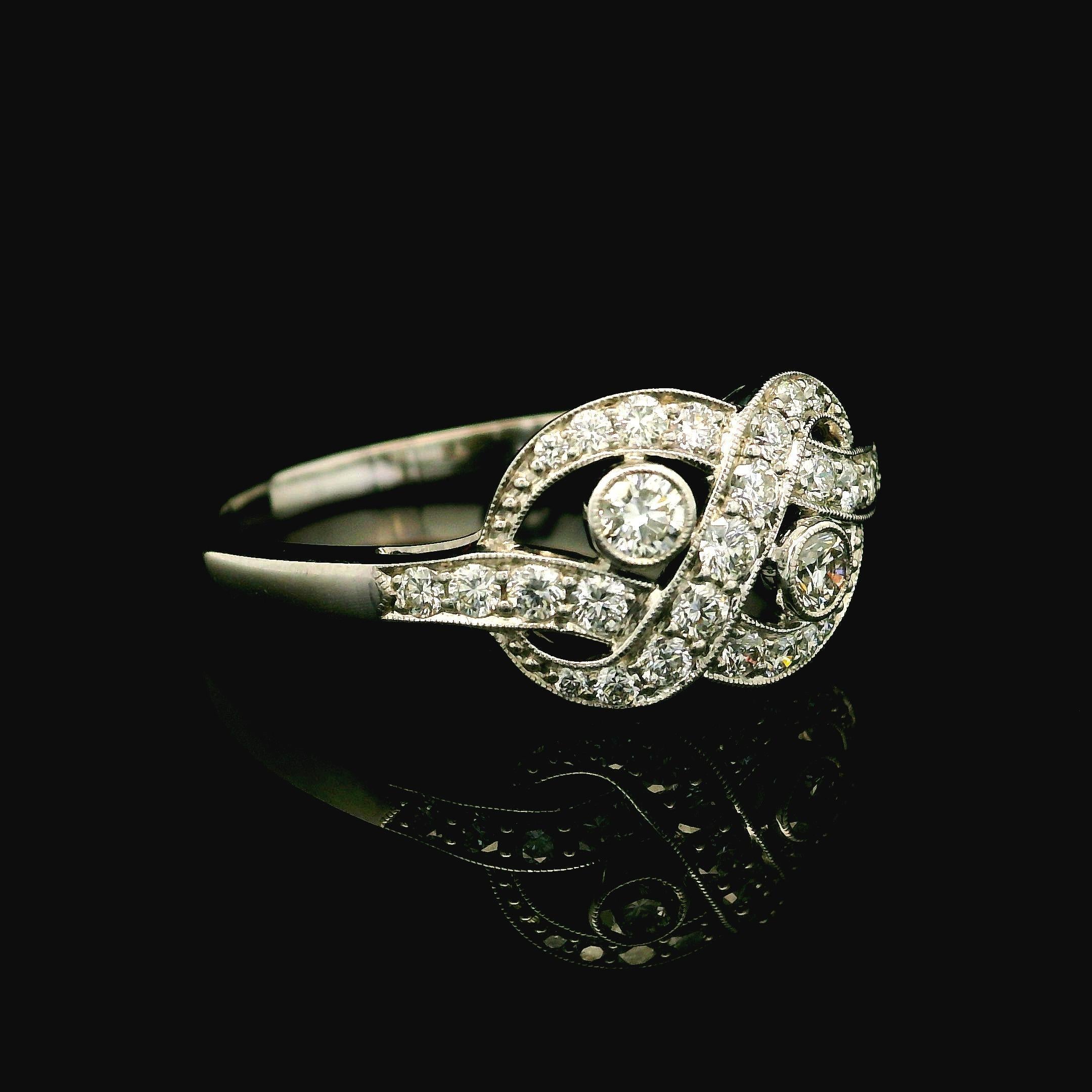 Kwiat 18k White Gold 0.40ctw Pave & Bezel Diamond Knot Ring 