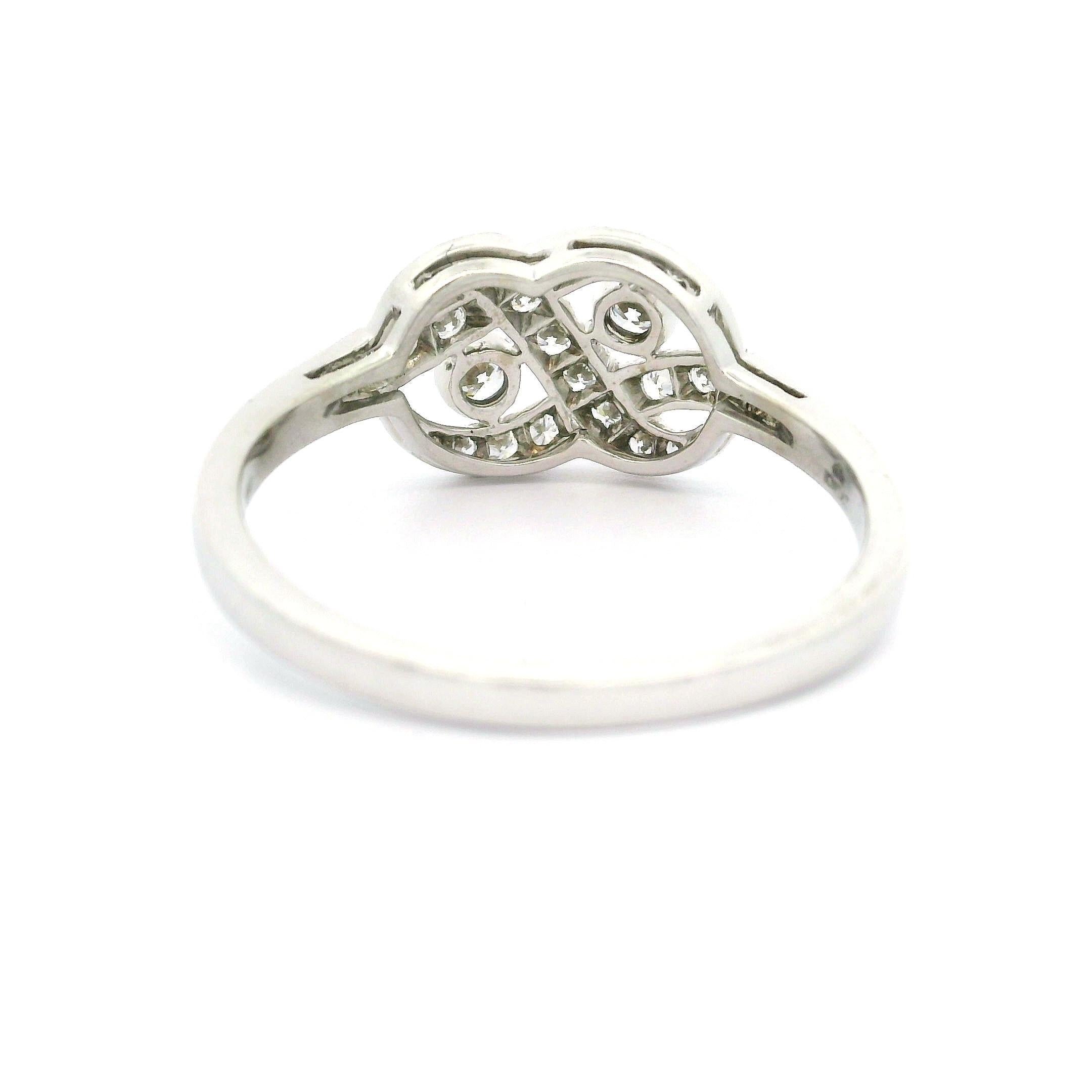 Kwiat 18k White Gold 0.40ctw Pave & Bezel Diamond Knot Ring 