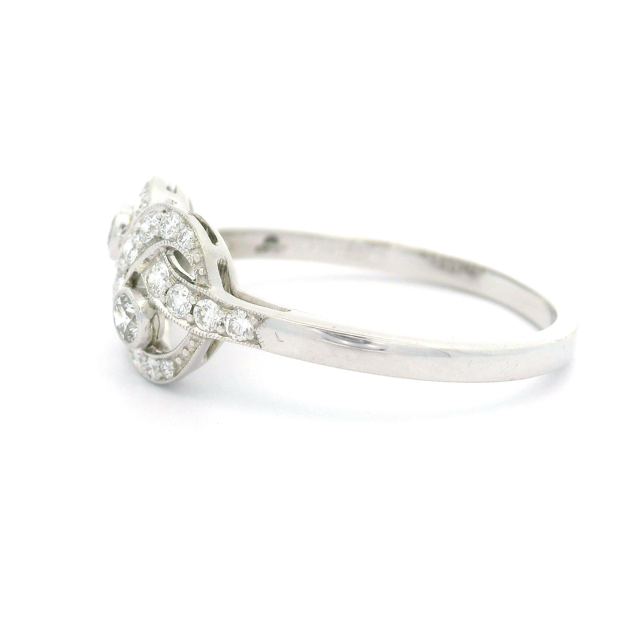 Kwiat 18k White Gold 0.40ctw Pave & Bezel Diamond Knot Ring 