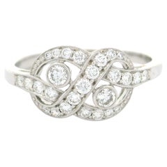 Kwiat, bague vintage en or blanc 18 carats avec diamants pavés et chaton de 0,40 carat