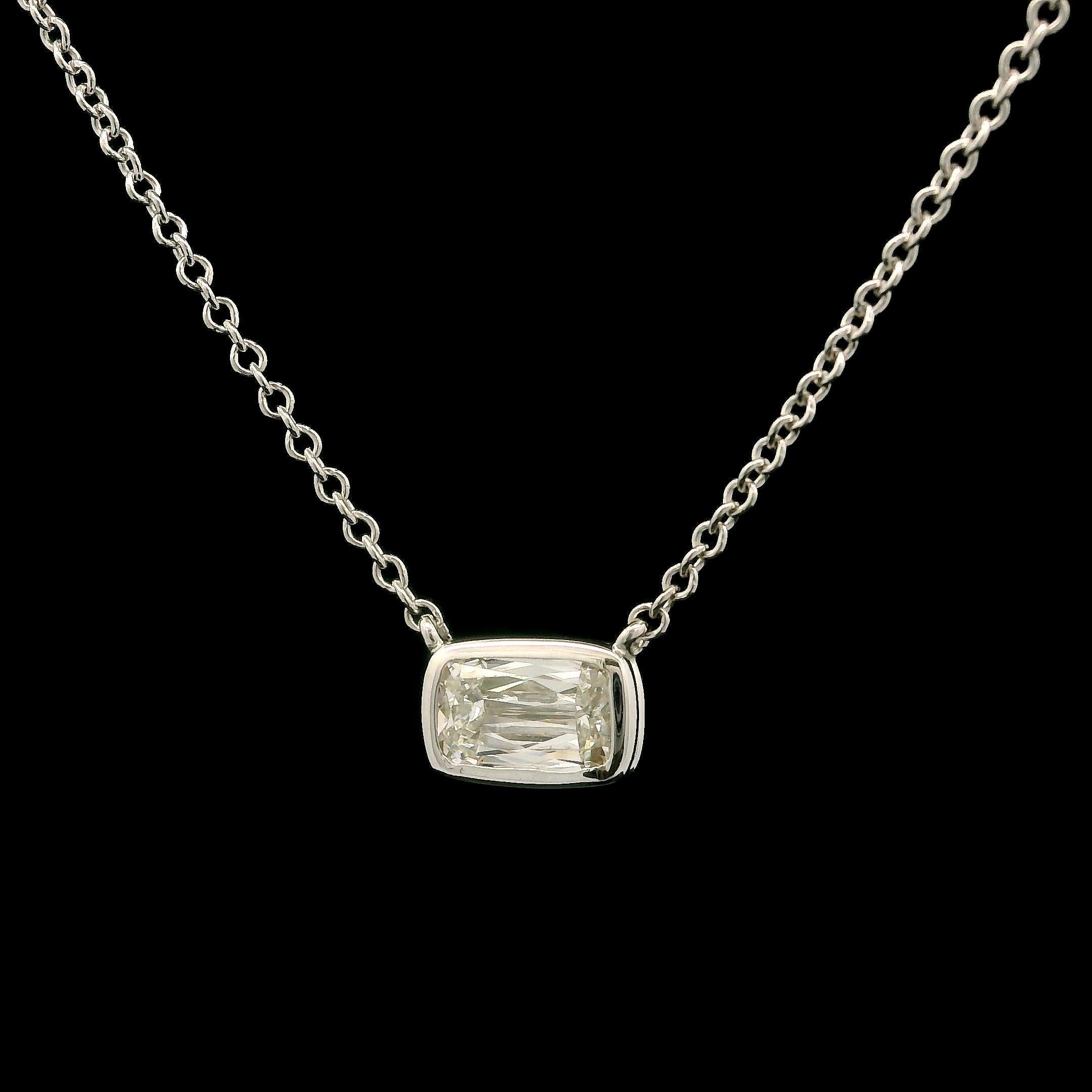 --Stone(s):--
(1) Natural Genuine Diamond - Ashoka Proprietary Cut - Bezel Set - Clean White Color - 6x3.7mm - 0.50ct (approx.)
Total Carat Weight: 0.50 (approx.)

Material: Solid 18K White Gold
Weight: 2.43 Grams
Chain Type: Cable Link
Chain