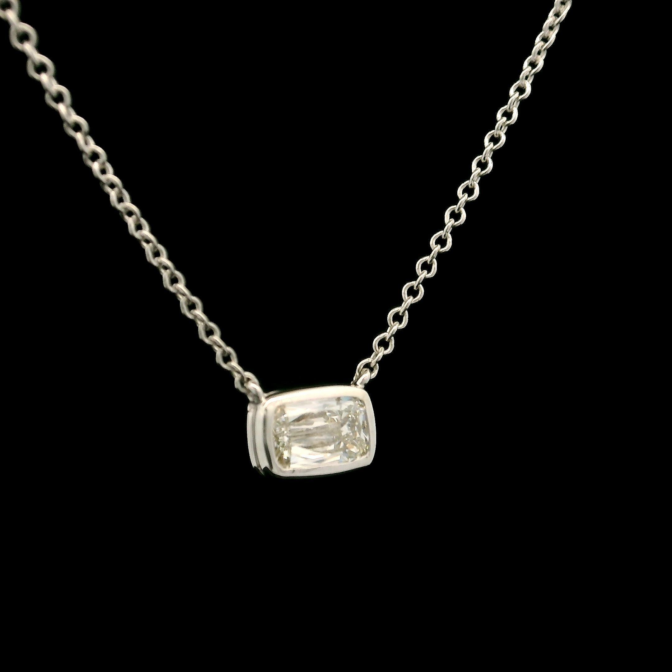 Emerald Cut Kwiat 18k White Gold 0.50ctw Ashoka Cut Diamond Solitaire Pendant Necklace For Sale