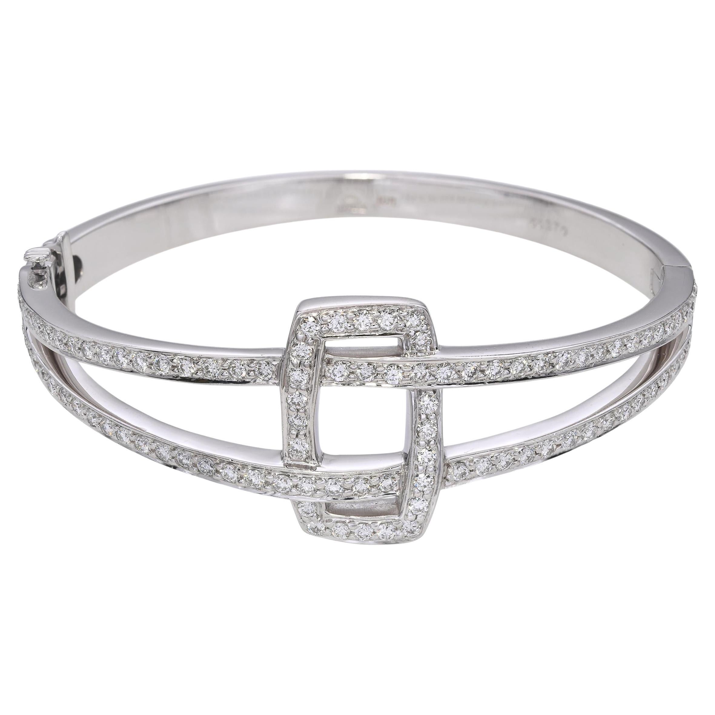 Bracciale a cerniera con diamanti Kwiat in oro bianco 18k 2,12tcw