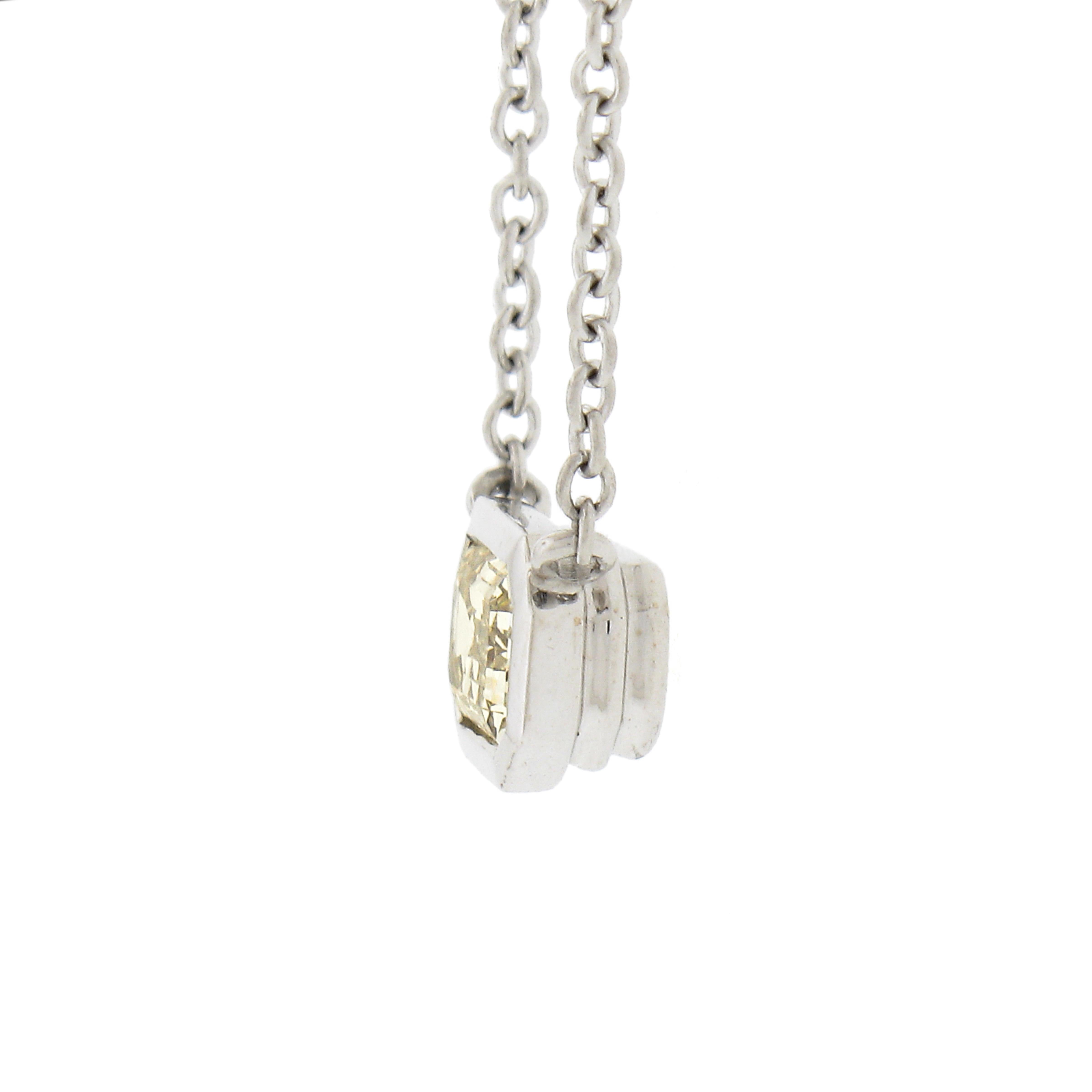 Women's Kwiat 18k White Gold .40ct Fancy Light Yellow Diamond Solitaire Pendant Necklace For Sale