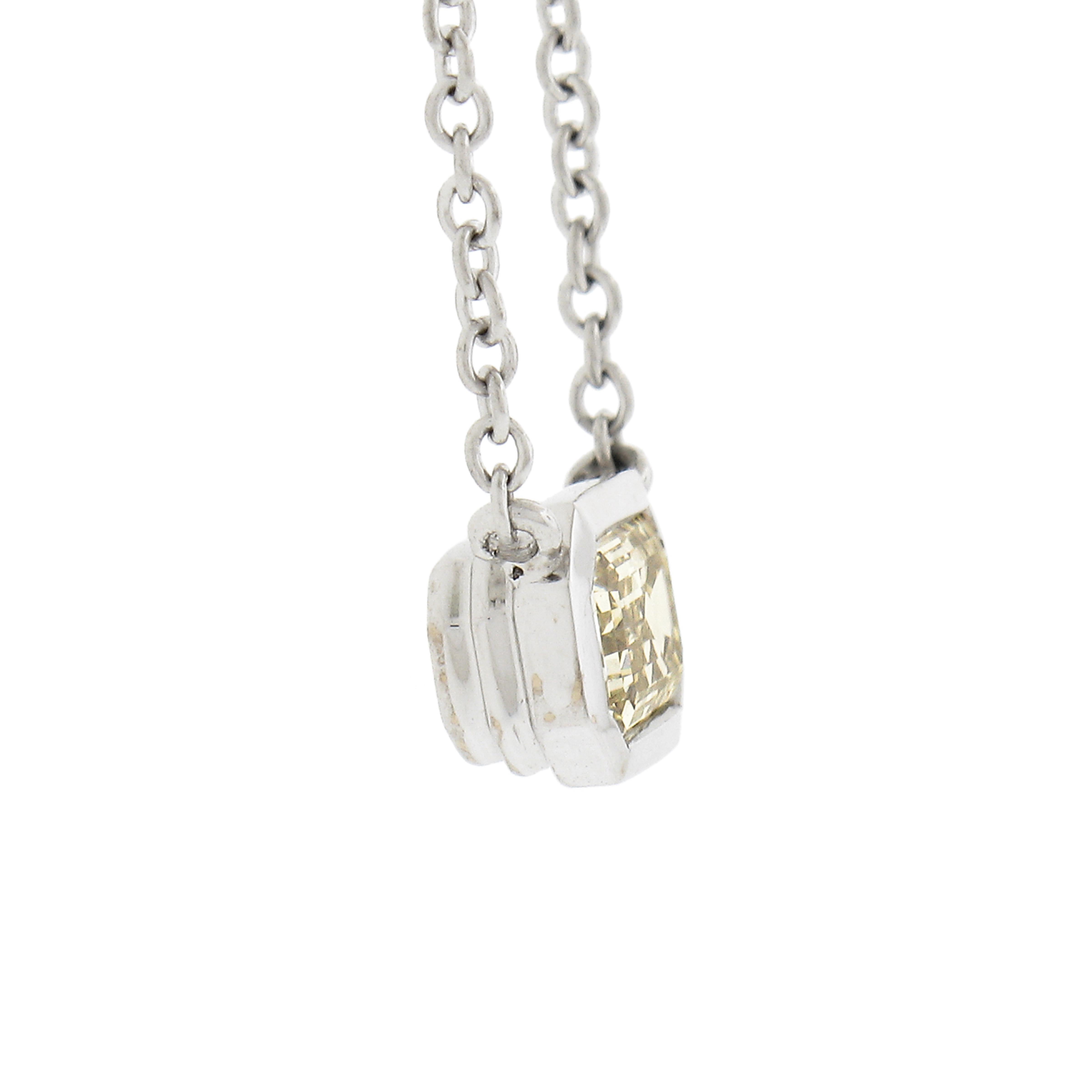 Kwiat 18k White Gold .40ct Fancy Light Yellow Diamond Solitaire Pendant Necklace For Sale 1
