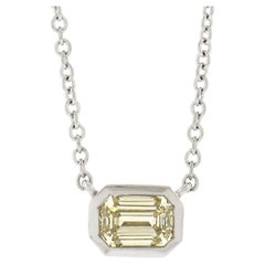 Kwiat 18k White Gold .40ct Fancy Light Yellow Diamond Solitaire Pendant Necklace