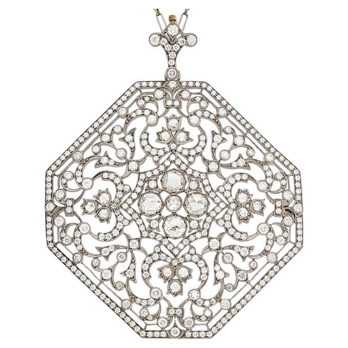 Kwiat 18k White Gold 4.70 Carat Diamond Filigree Convertible Pendant / Brooch