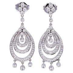 Kwiat 18K Weißgold-Kronleuchter 3,00ct TW runder Diamant-Tropfen-Ohrhänger