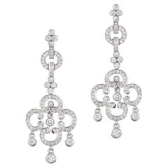 Kwiat 18k White Gold Diamond Deco Drop Earrings