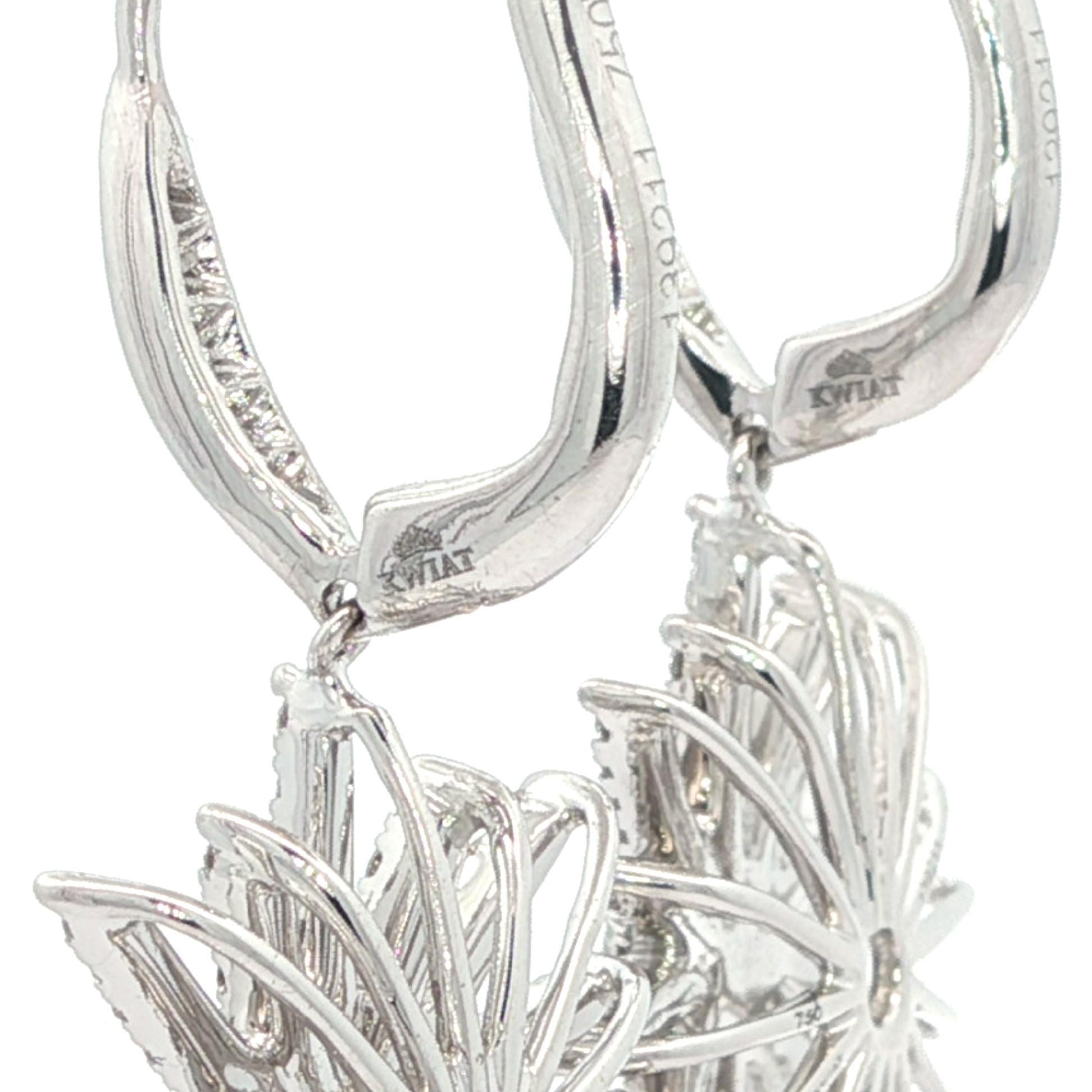 Kwiat, orecchini a goccia con diamanti in oro bianco 18 carati, a forma di stella, con apertura a raggiera in vendita 4