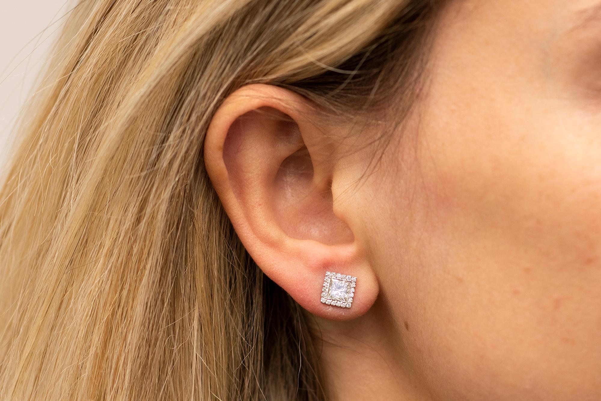 Women's Kwiat 18 Karat White Gold Diamond Halo Earrings For Sale