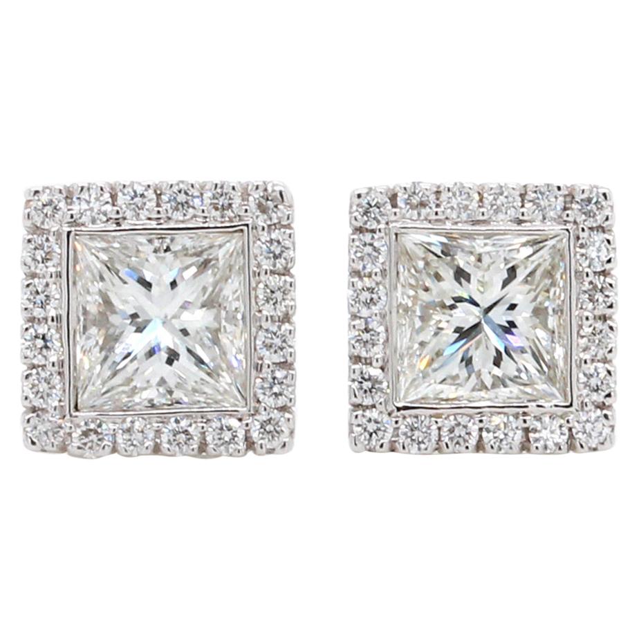 Kwiat 18 Karat White Gold Diamond Halo Earrings For Sale