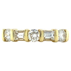 Kwiat Bague en or jaune 18 carats avec diamants taille baguette et diamants ronds 0,75 carat poids total