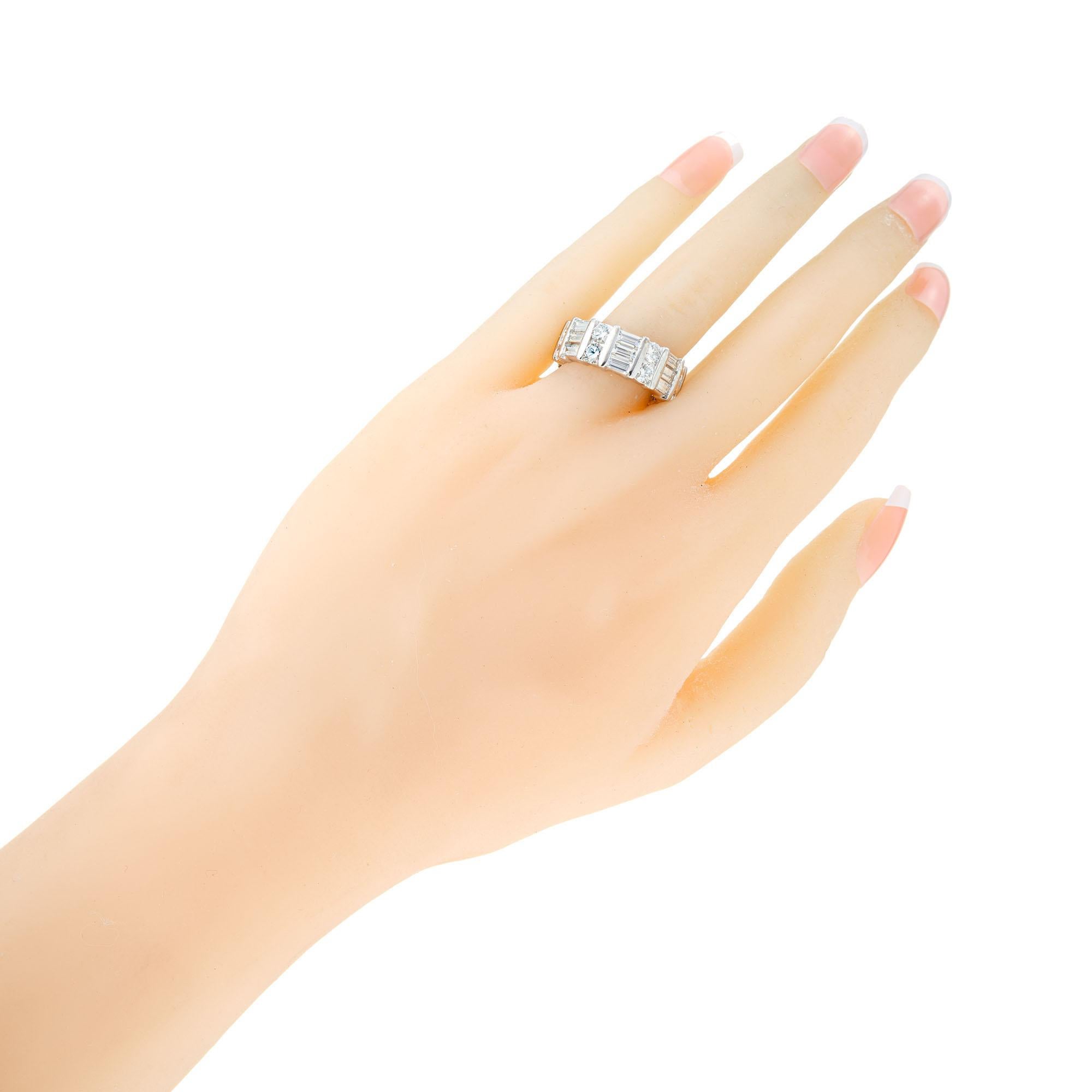 Modern Kwiat 2.10 Carat Round Baguette Diamond Platinum Wedding Band Ring For Sale