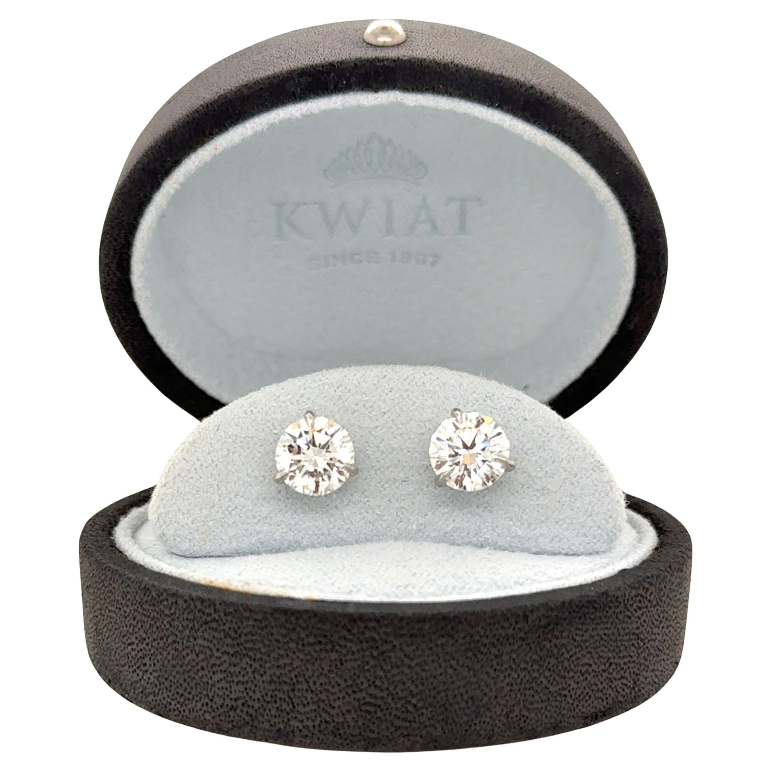 Kwiat, 3,11 Quilates Pendientes de diamantes redondos talla brillante en venta