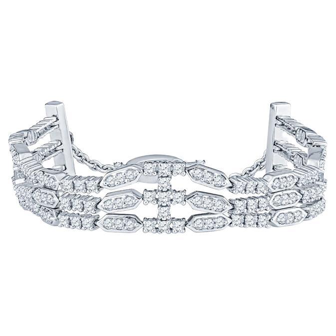 Bracelet à trois maillons Kwiat avec diamants ronds d'un poids total de 4,92 carats