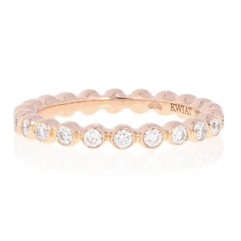 Symbolizing a love without beginning or end, this eternity band will be an exceptional choice to celebrate your marriage! This Kwiat wedding band is beautifully crafted in glowing 18k rose gold and sparkles with white diamonds set around the entire