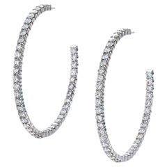 Pendientes de aro de Kwiat con diamantes redondos brillante de 6,49 tcw en oro blanco de 18k