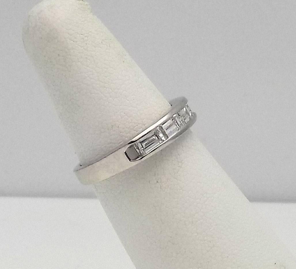 Kwiat Channel Set Baguette Cut Diamond and Platinum Wedding Ring In Good Condition For Sale In Dallas, TX