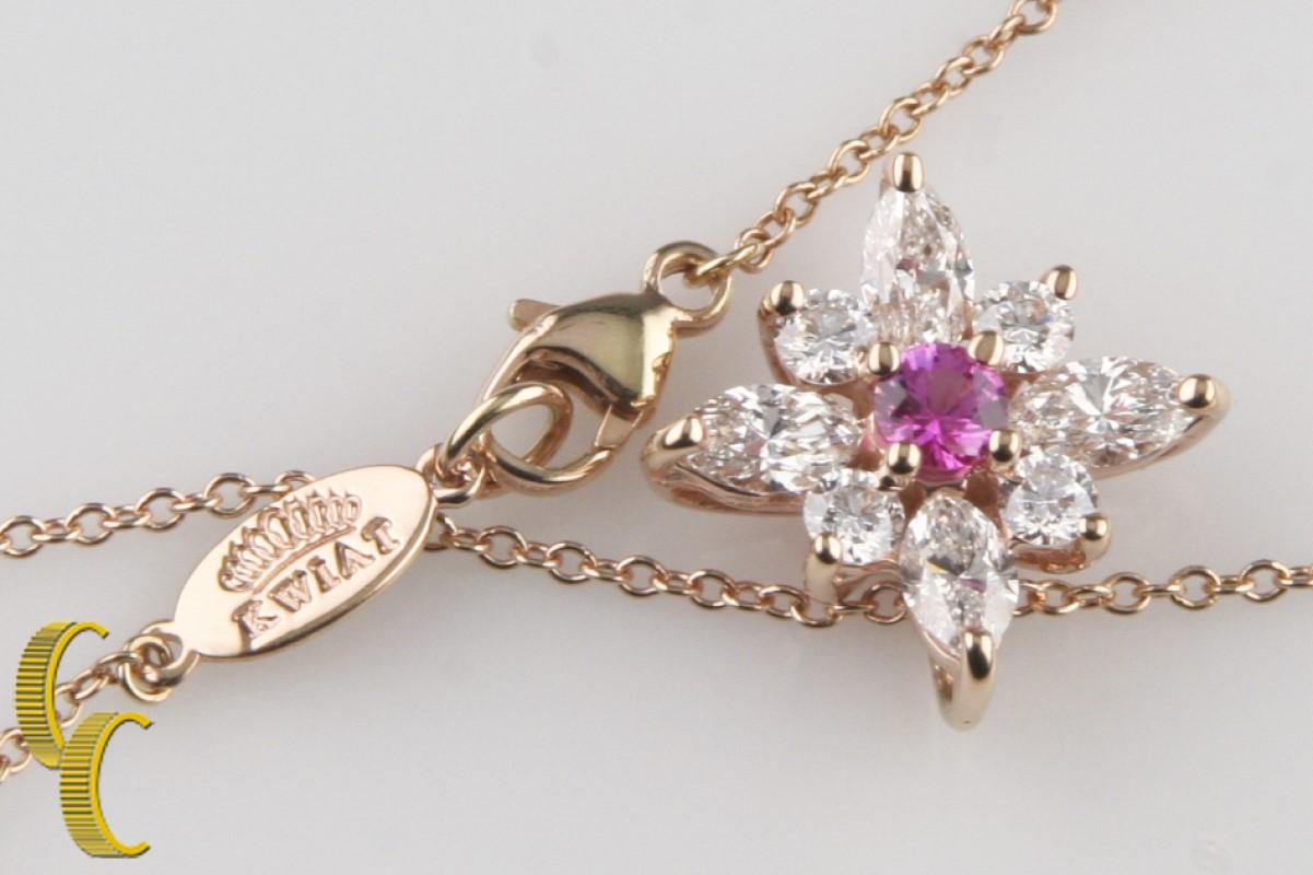 Kwiat Diamond and Pink Sapphire Star Pendant 18k Rose Gold Cristie Kerr w/ Chain 1