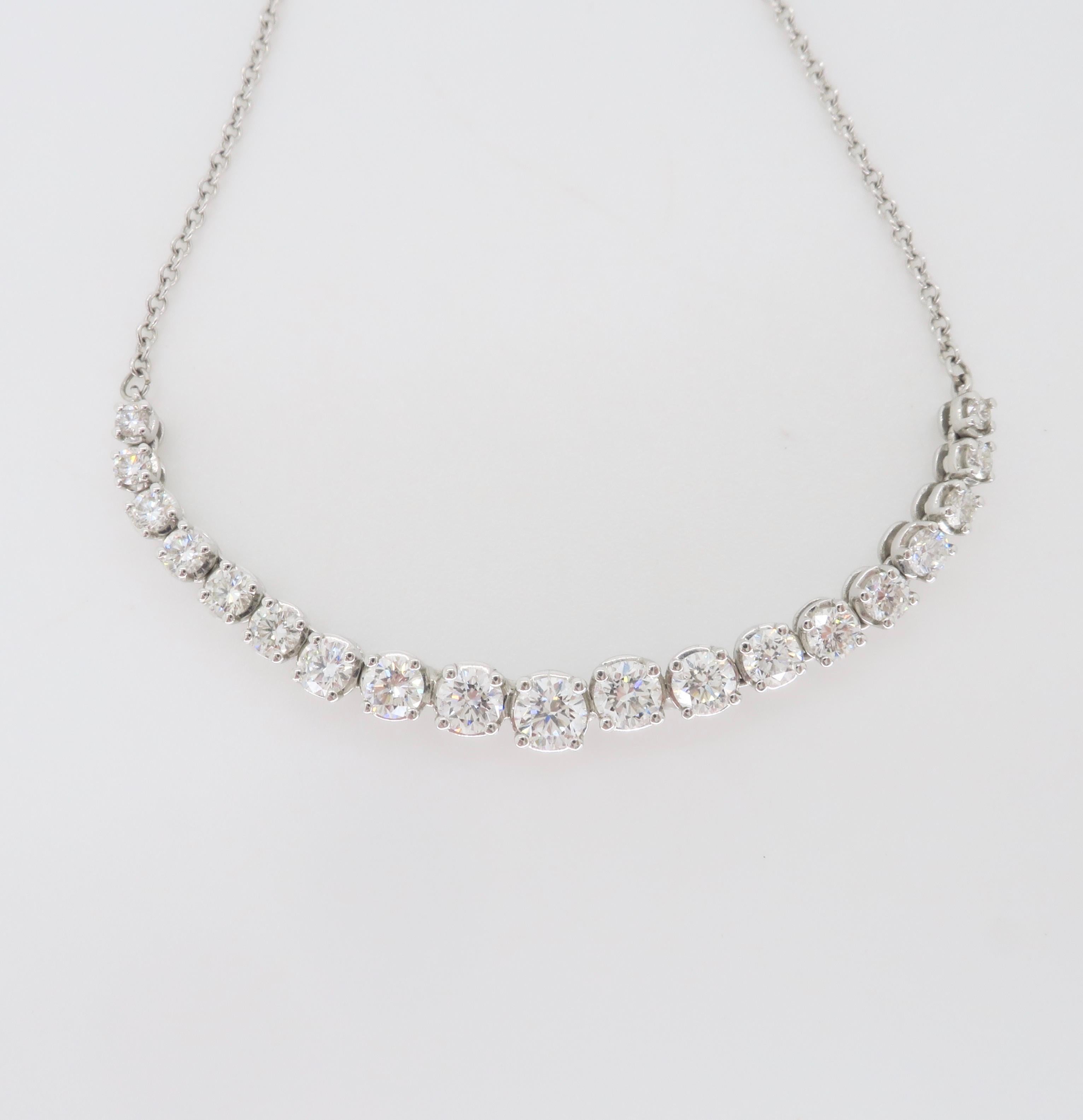 Round Cut Kwiat Diamond Demi-Riviera Necklace For Sale