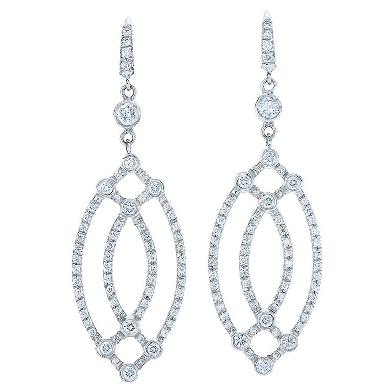 Kwiat Diamond Drop Earrings from the Contorno Collection in 18 Karat ...