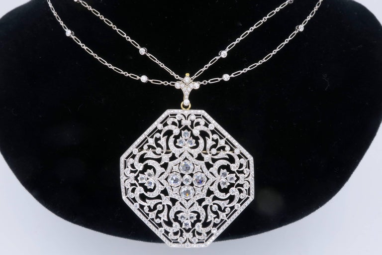 Art Deco Kwiat Diamond Medallion Pendant Necklace