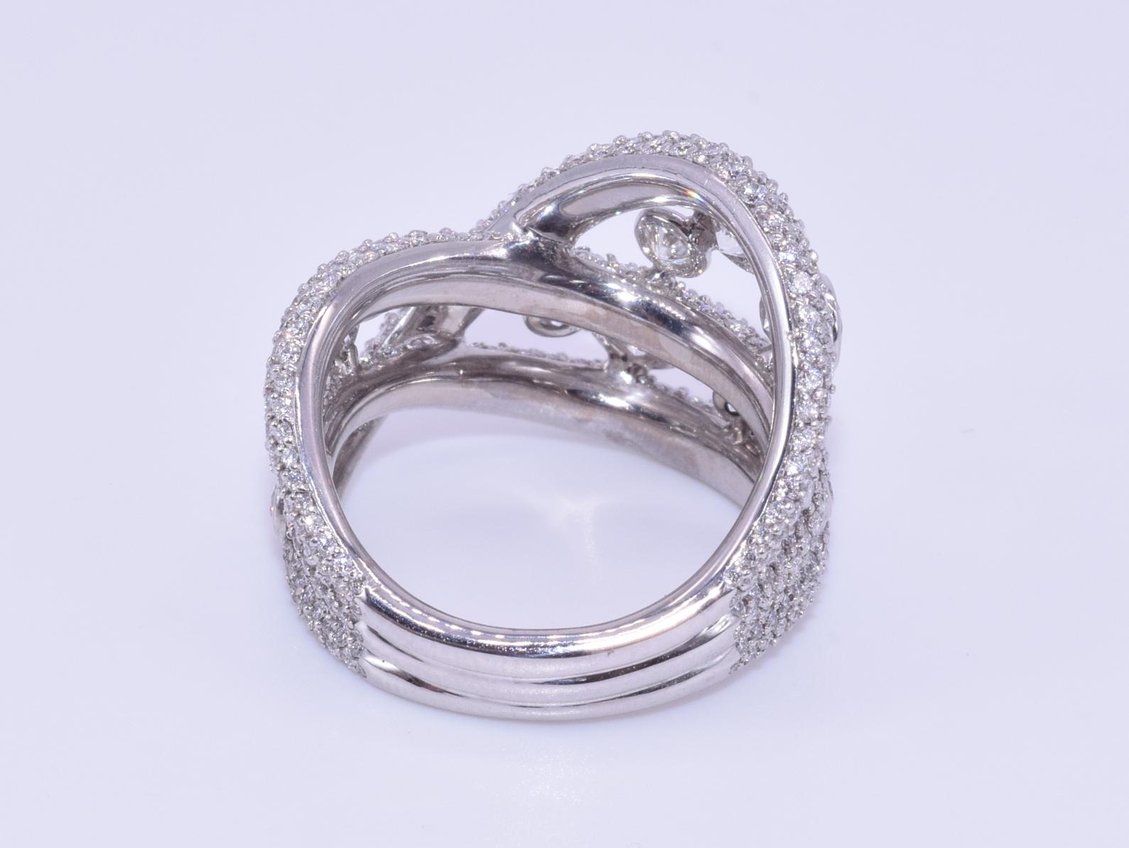 Round Cut Kwiat Diamond Ring from the Entwine Collection in 18 Karat White Gold For Sale