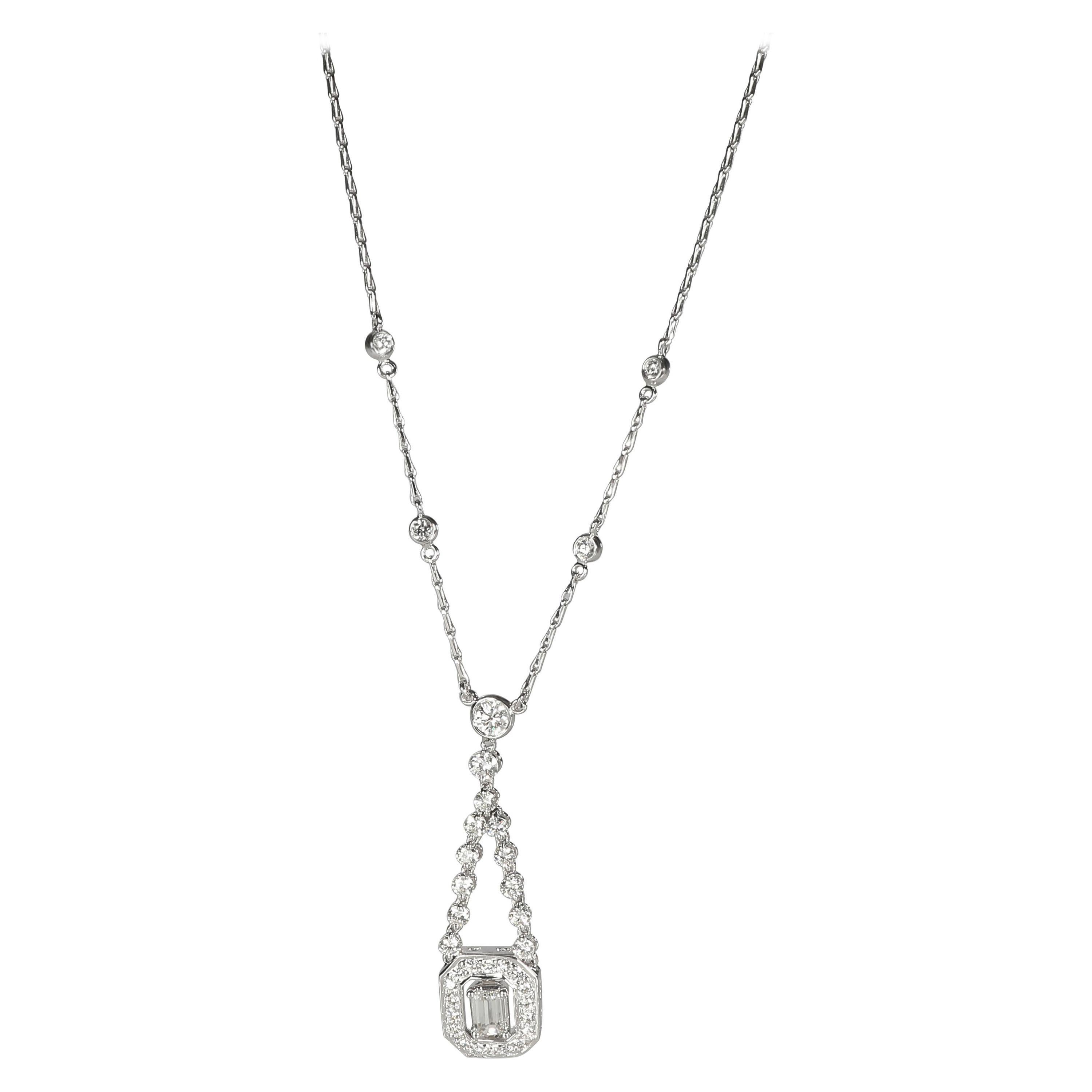Kwiat Halo Diamond Drop Necklace in 18K White Gold 1.11 CTW