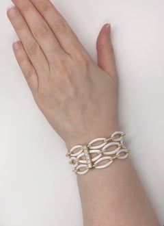 Kwiat Madison Avenue 3-Row White Ceramic Link Bracelet in 18 Karat Yellow Gold