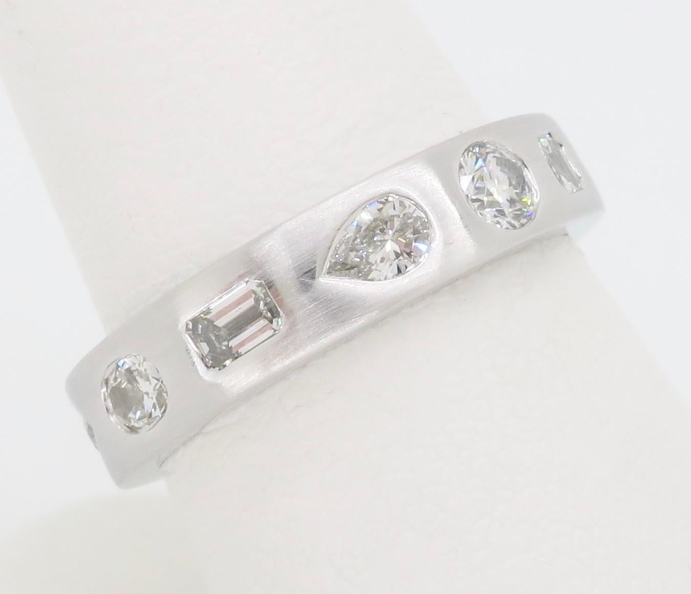 Round Cut Kwiat Multi-Shaped Diamond Stackable Ring