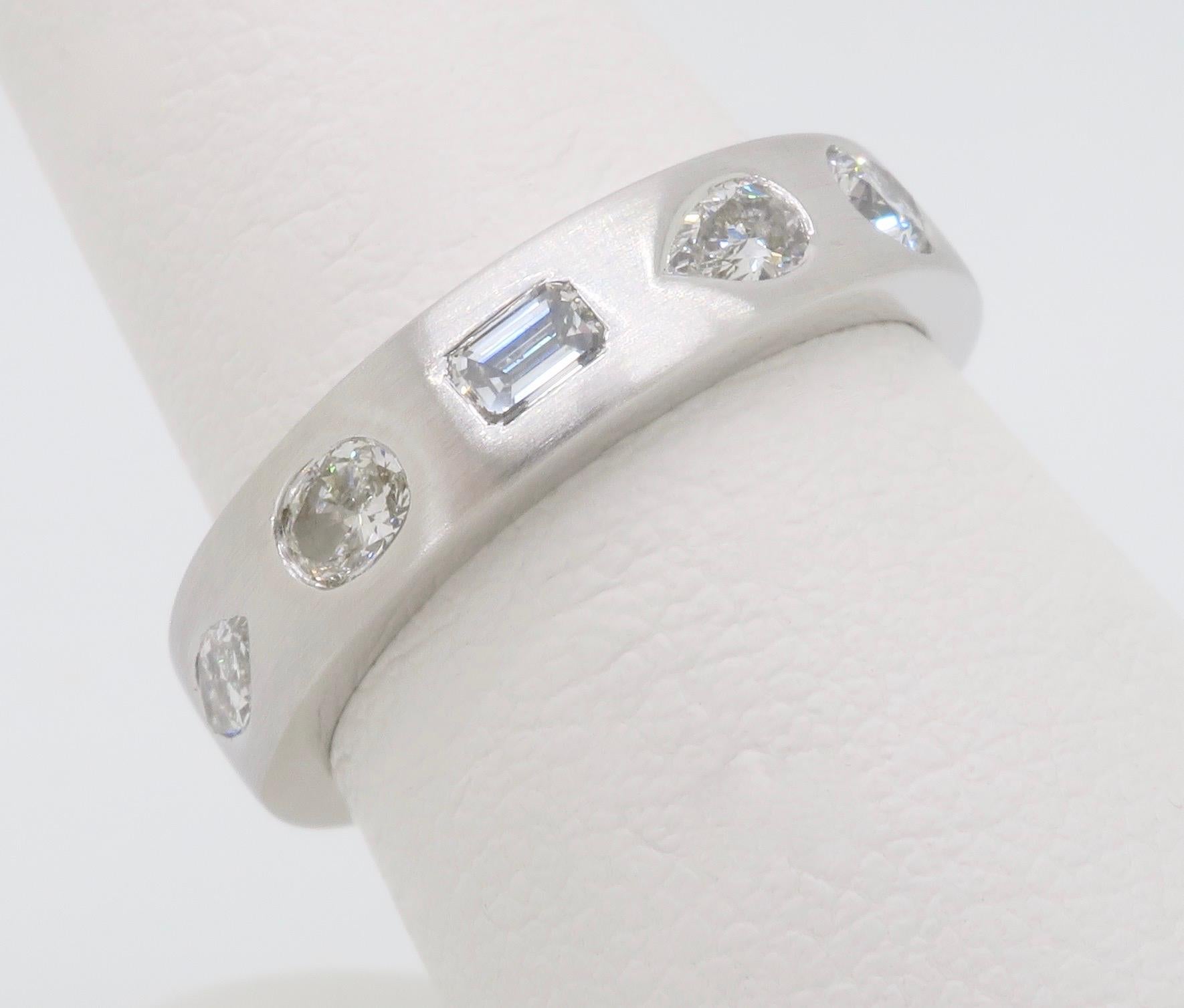 Women's or Men's Kwiat Multi-Shaped Diamond Stackable Ring For Sale