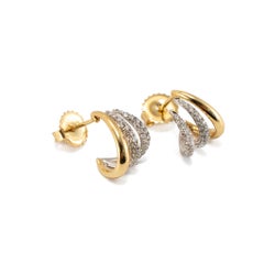 Pendientes Kwiat Orbit de oro amarillo y blanco de 18 quilates con pavé de diamantes en dos tonos y aro abrazador