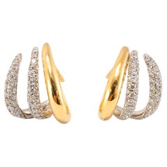 Orecchini a cerchio Kwiat Orbit in oro giallo e bianco 18 carati con pavé di diamanti bicolore