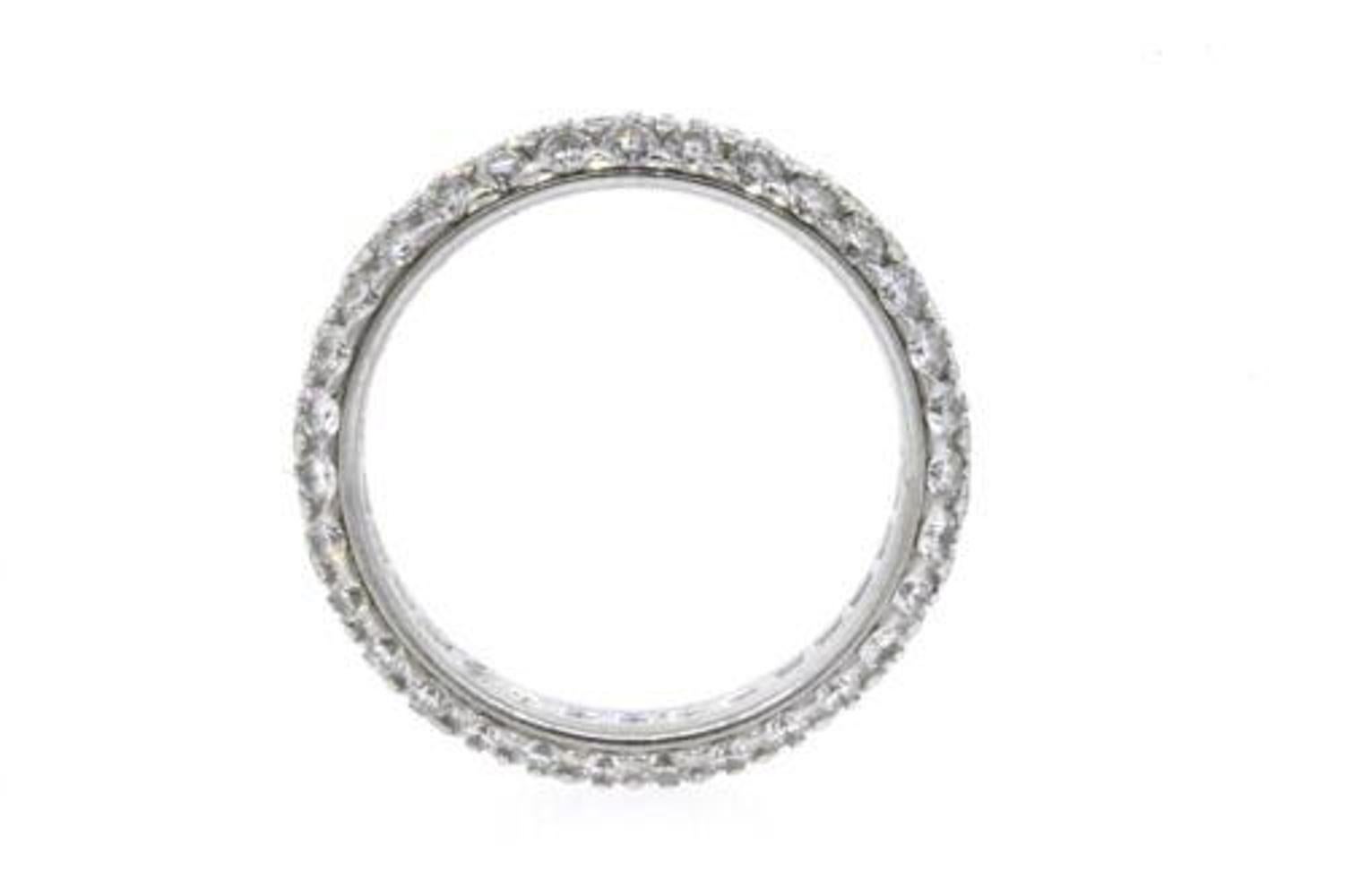 Women's Kwiat Pave Diamond Eternity Band 3-Row Ring 18k White Gold Moonlight Retired 6 For Sale