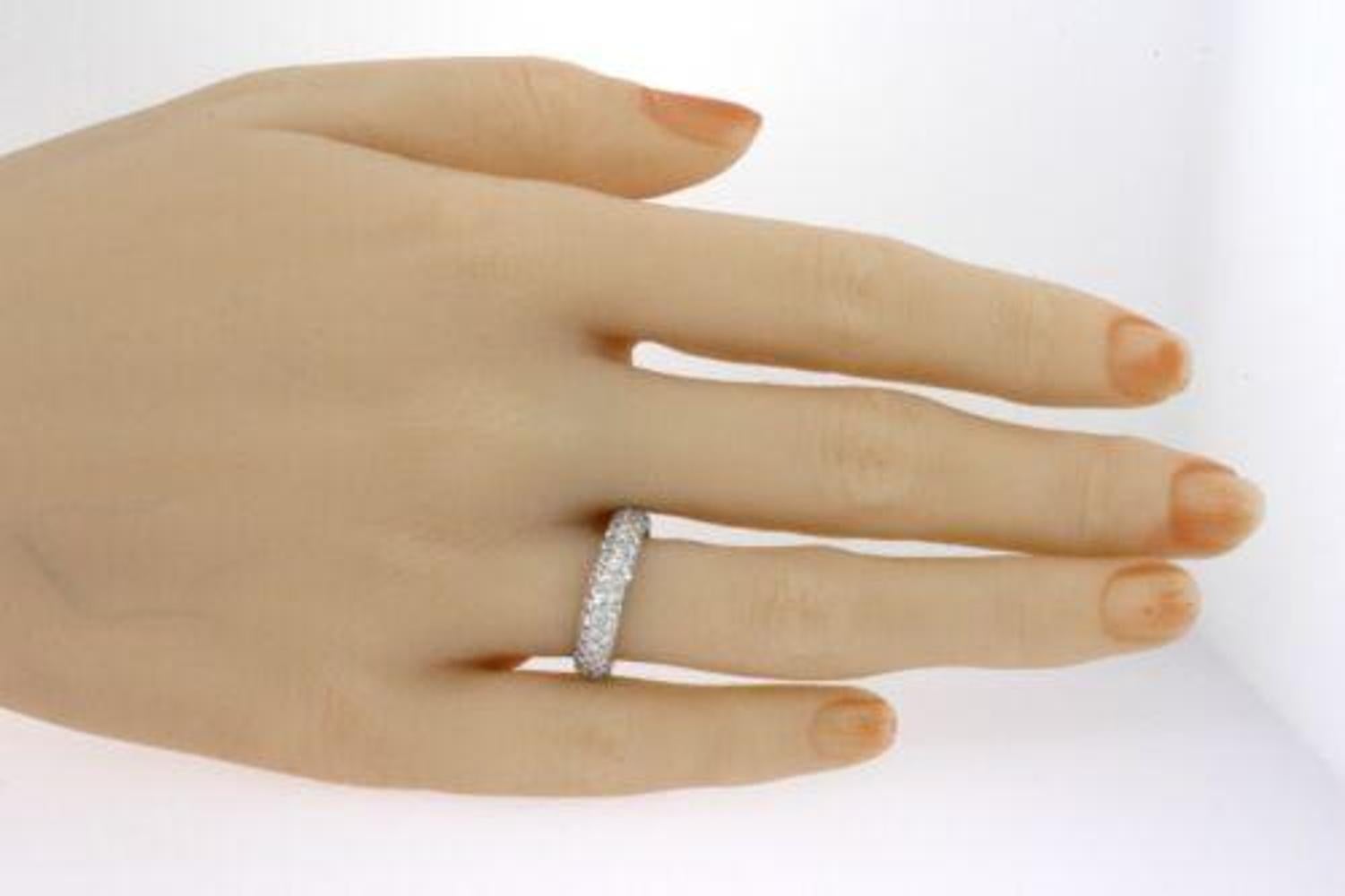 Kwiat Pave Diamond Eternity Band 3-Row Ring 18k White Gold Moonlight Retired 6 For Sale 2