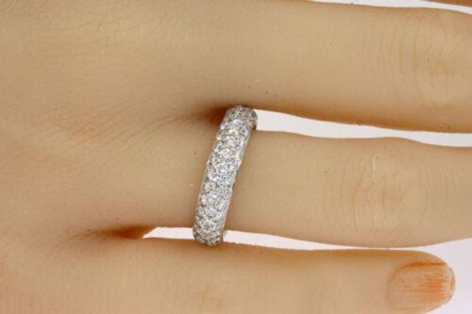 Kwiat Pave Diamond Eternity Band 3-Row Ring 18k White Gold Moonlight Retired 6 For Sale 3