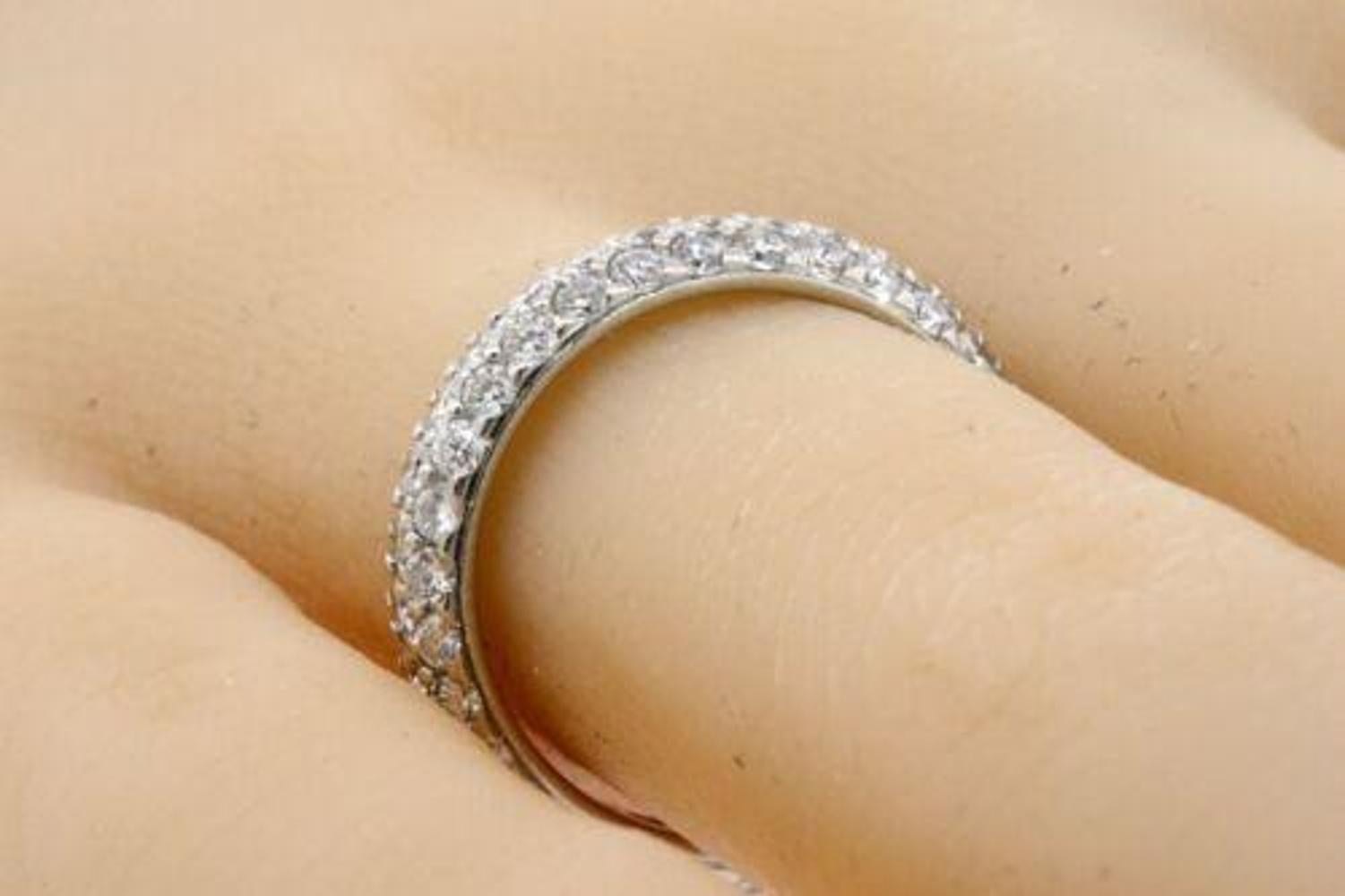 Kwiat Pave Diamond Eternity Band 3-Row Ring 18k White Gold Moonlight Retired 6 For Sale 4