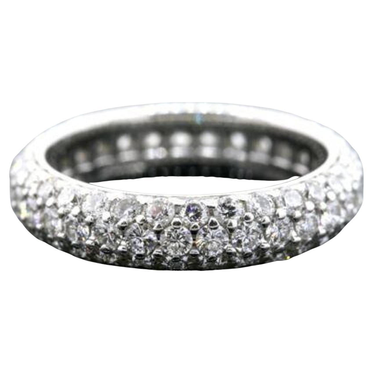Kwiat Pave Diamond Eternity Band 3-Row Ring 18k White Gold Moonlight Retired 6