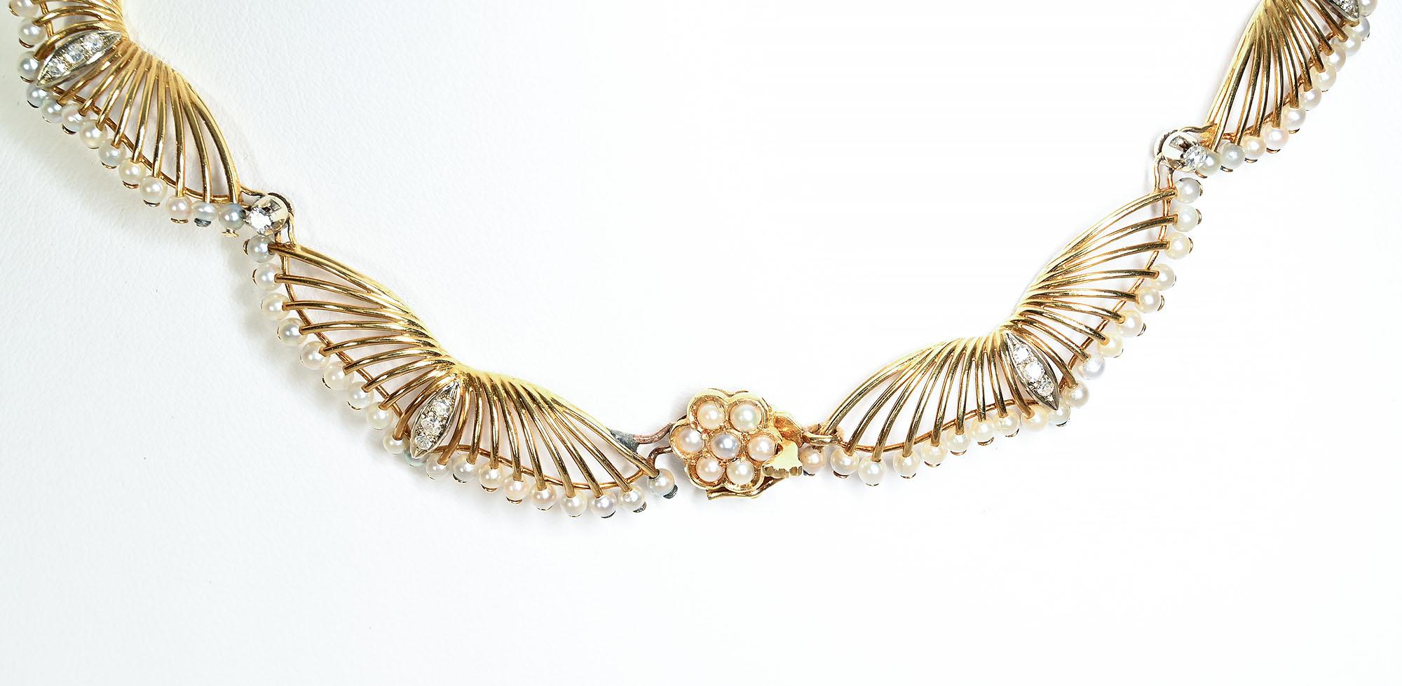 Kwiat Perlen und Diamanten Gold Halskette im Zustand „Hervorragend“ im Angebot in Darnestown, MD