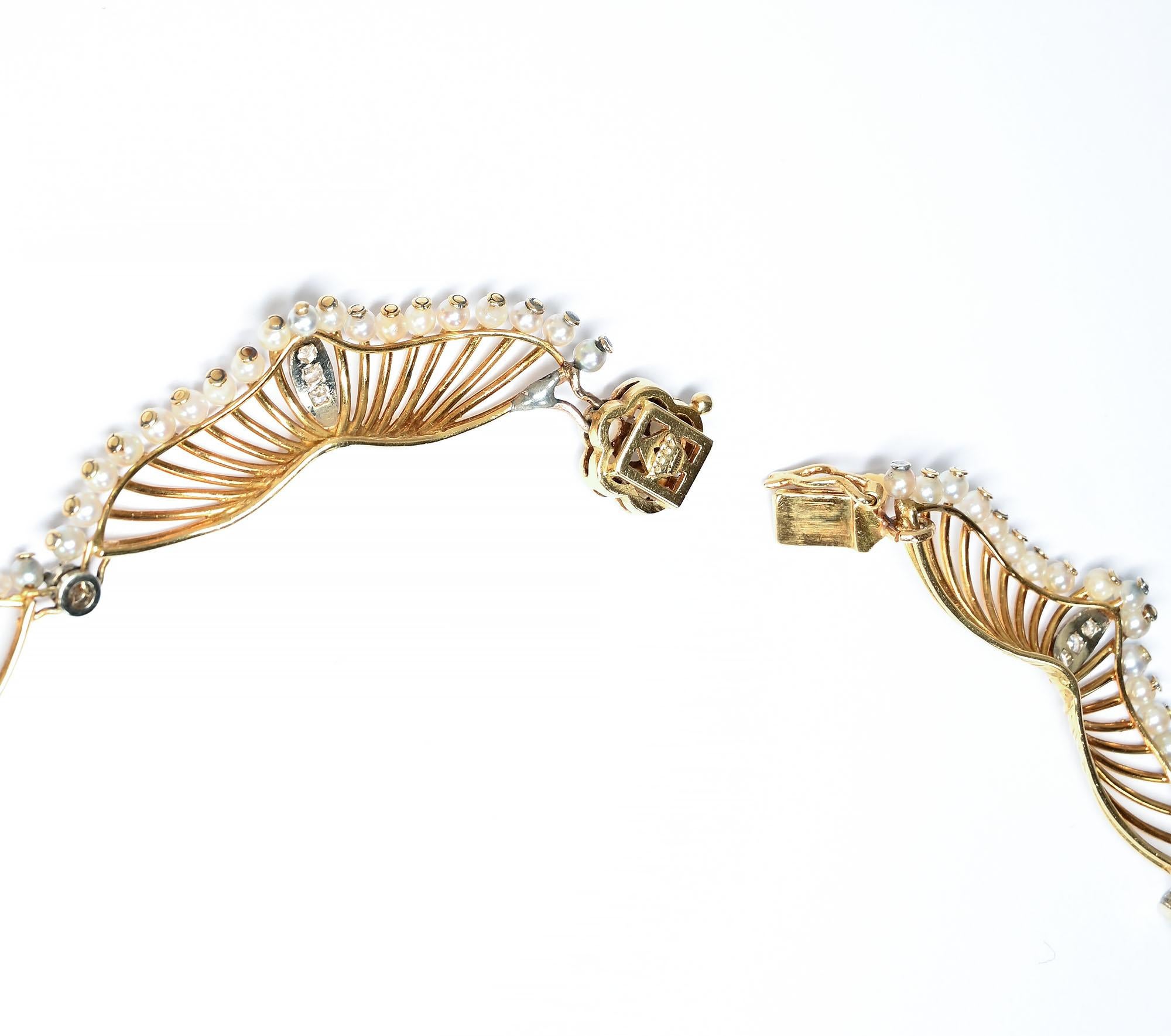 Kwiat Pearl and Diamond Gold Necklace For Sale 1