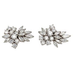 Boucles d'oreilles Kwiat en platine avec diamants de 8 carats de taille marquise et ronde
