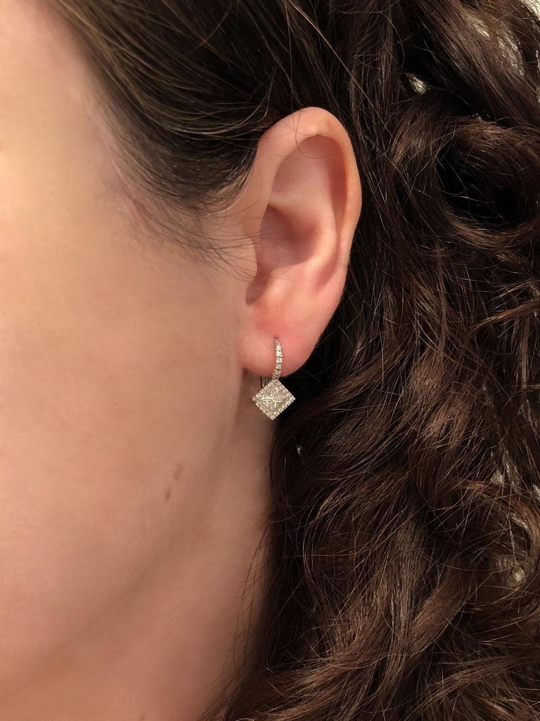 princess cut diamond drop earrings