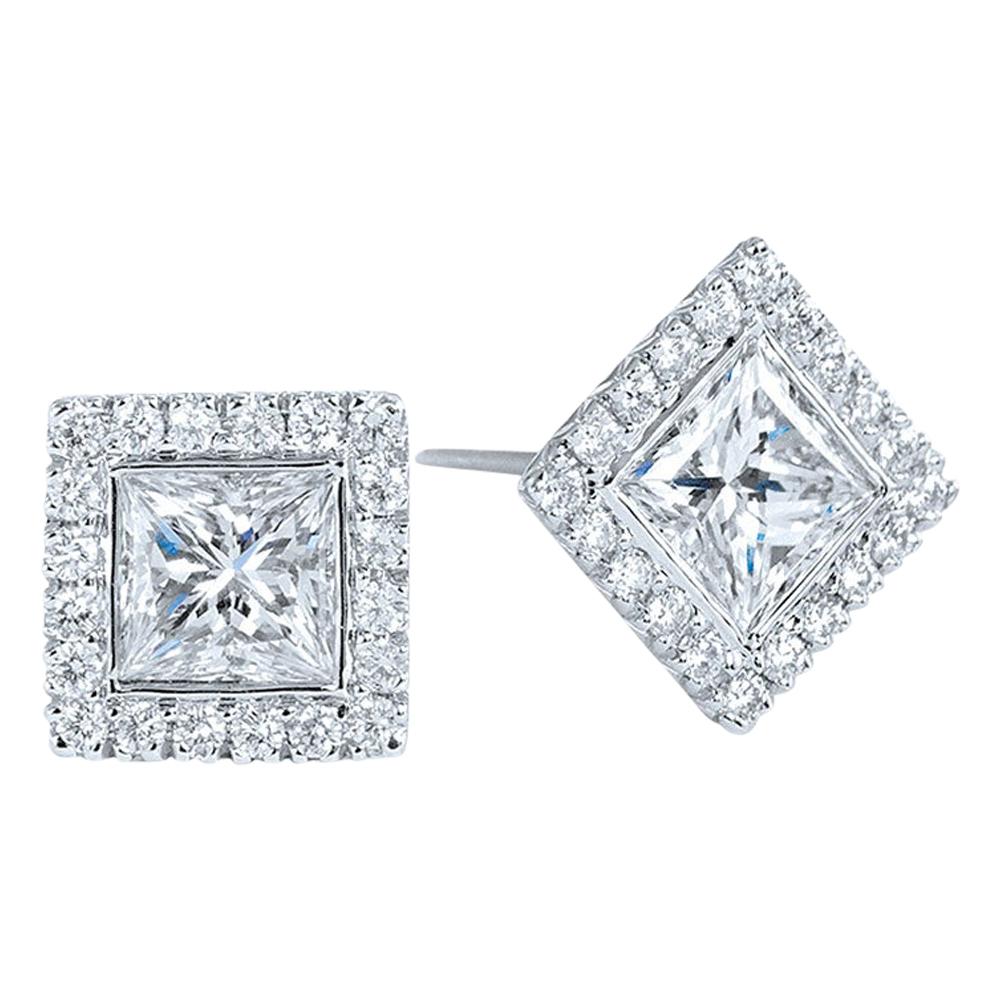 Kwiat Princess Cut Diamond Stud Earrings from the Silhouette Collection