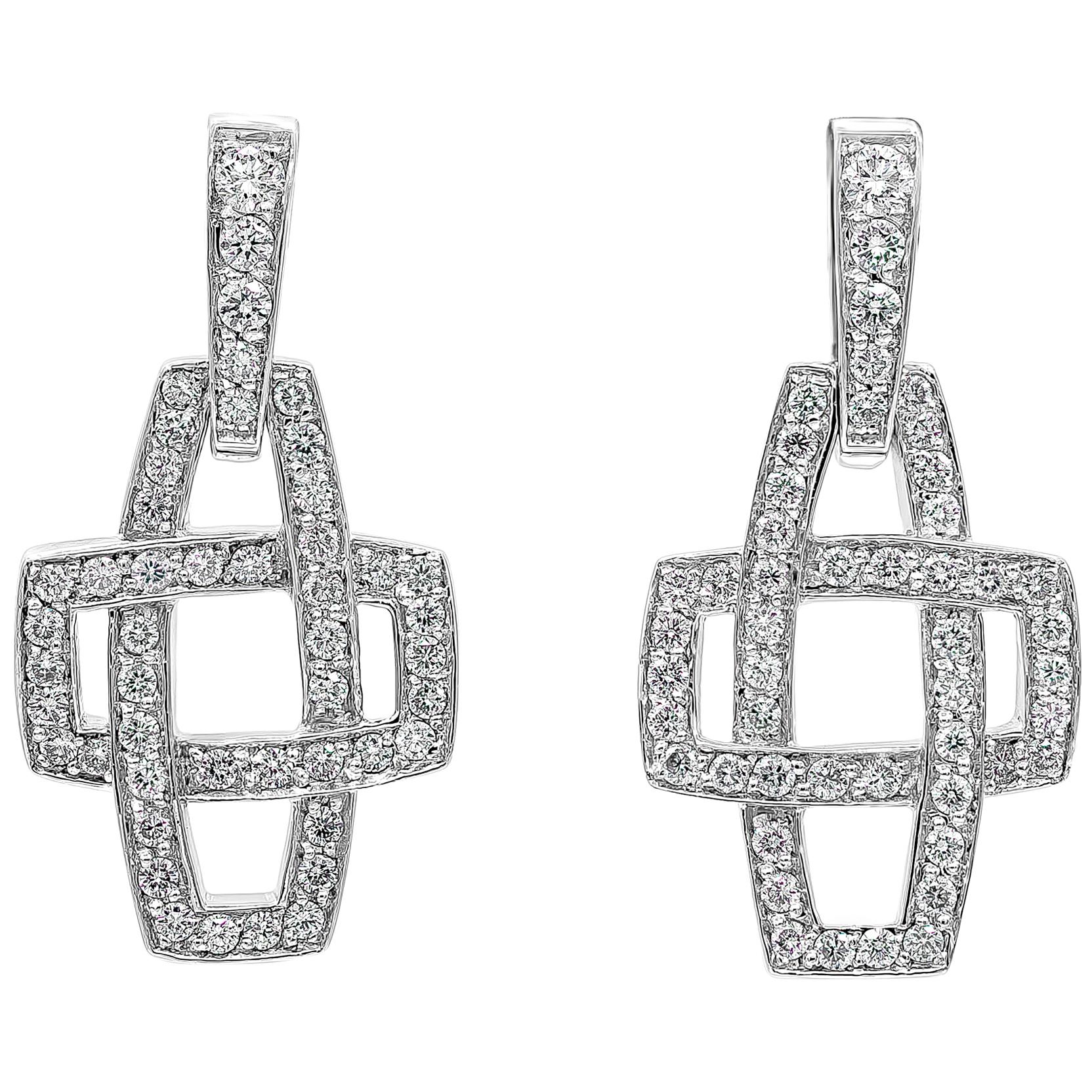 Pendants d'oreilles en goutte Kwiat avec diamants ronds et brillants de 1,50 carat au total