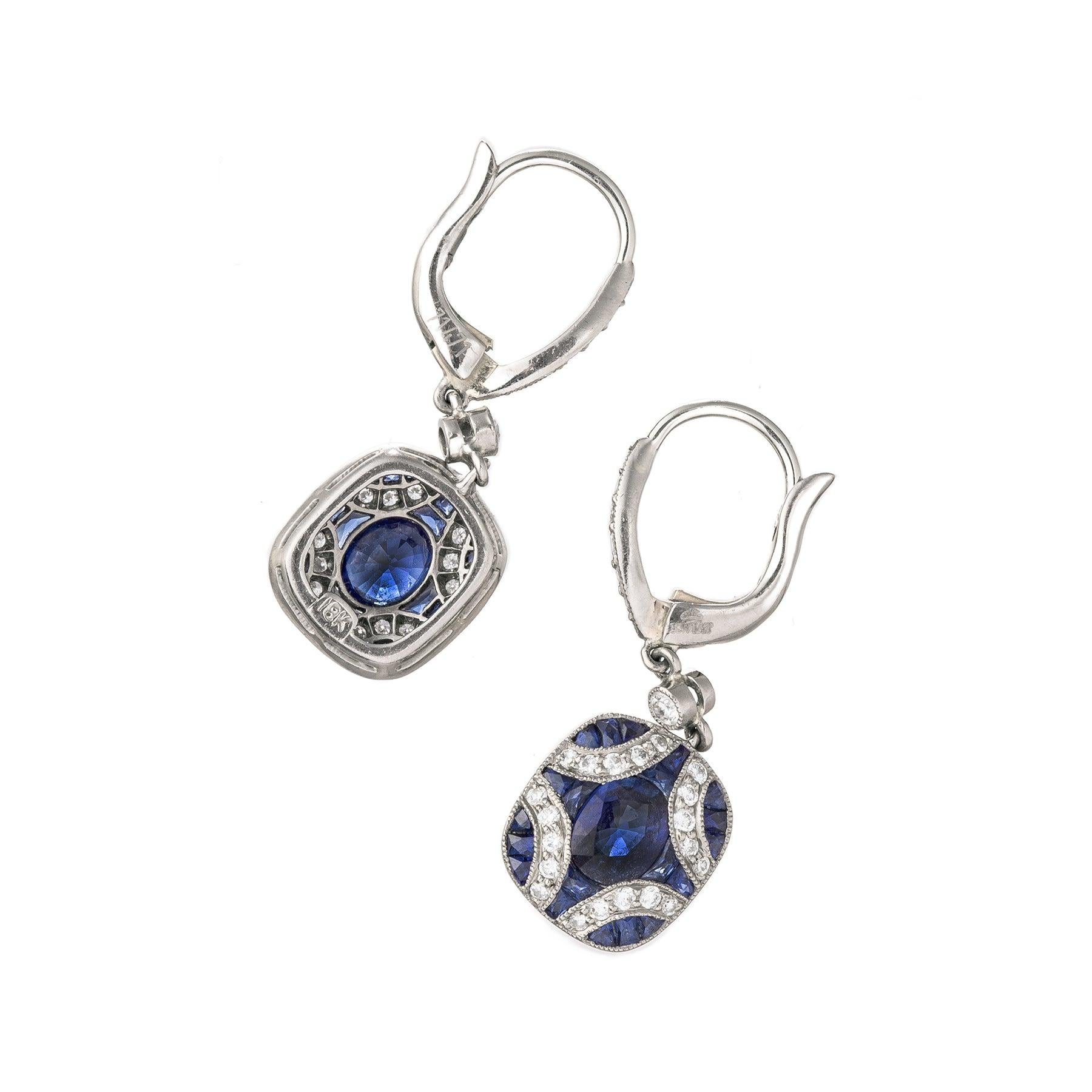 Pendientes Kwiat Zafiro Diamante Argyle Gota Pequeña Corte brillante en venta