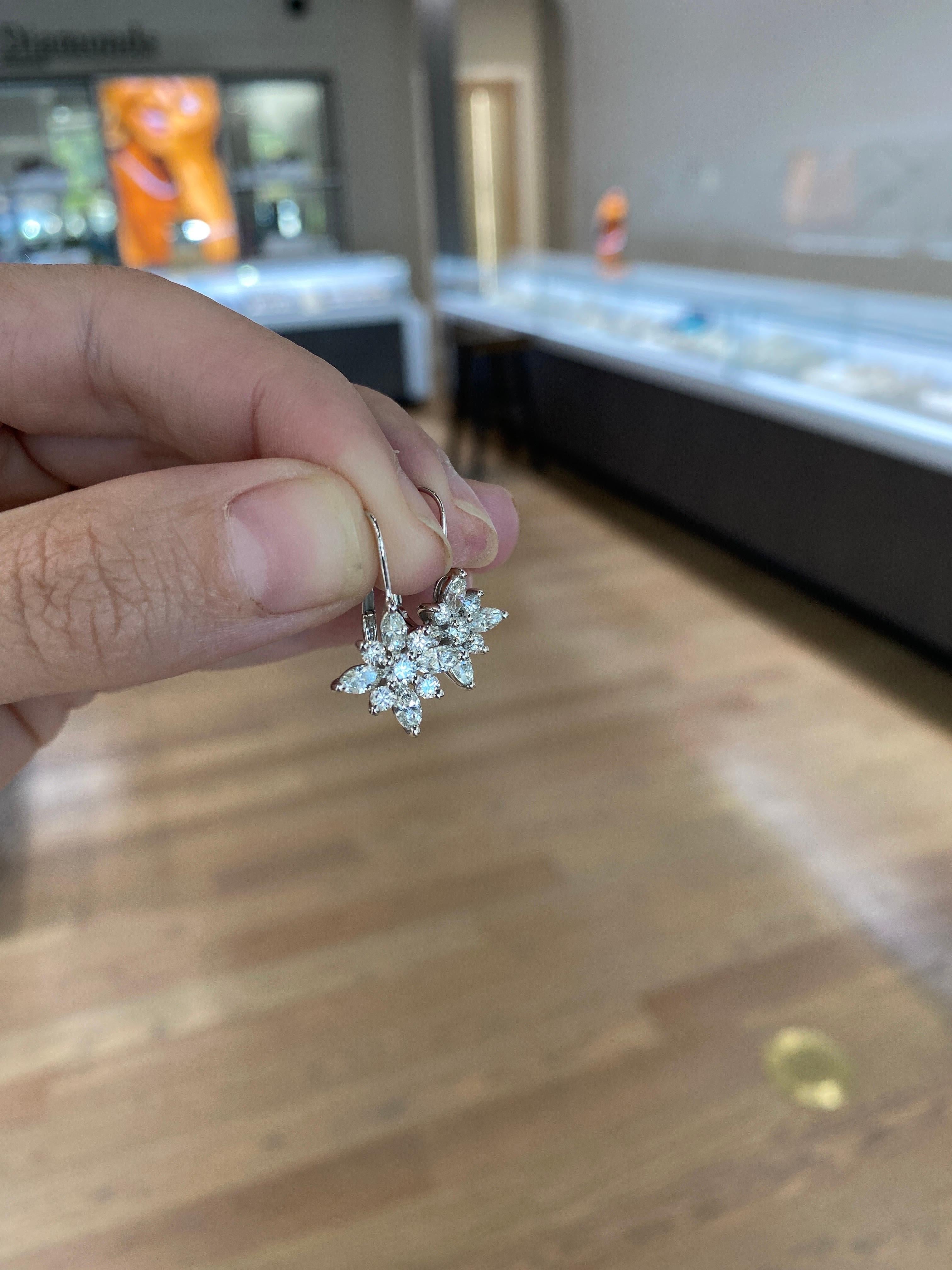 Kwiat Star Collection 1.85ctw Diamonds Large Drop Earrings, Platinum & 18K Gold 6