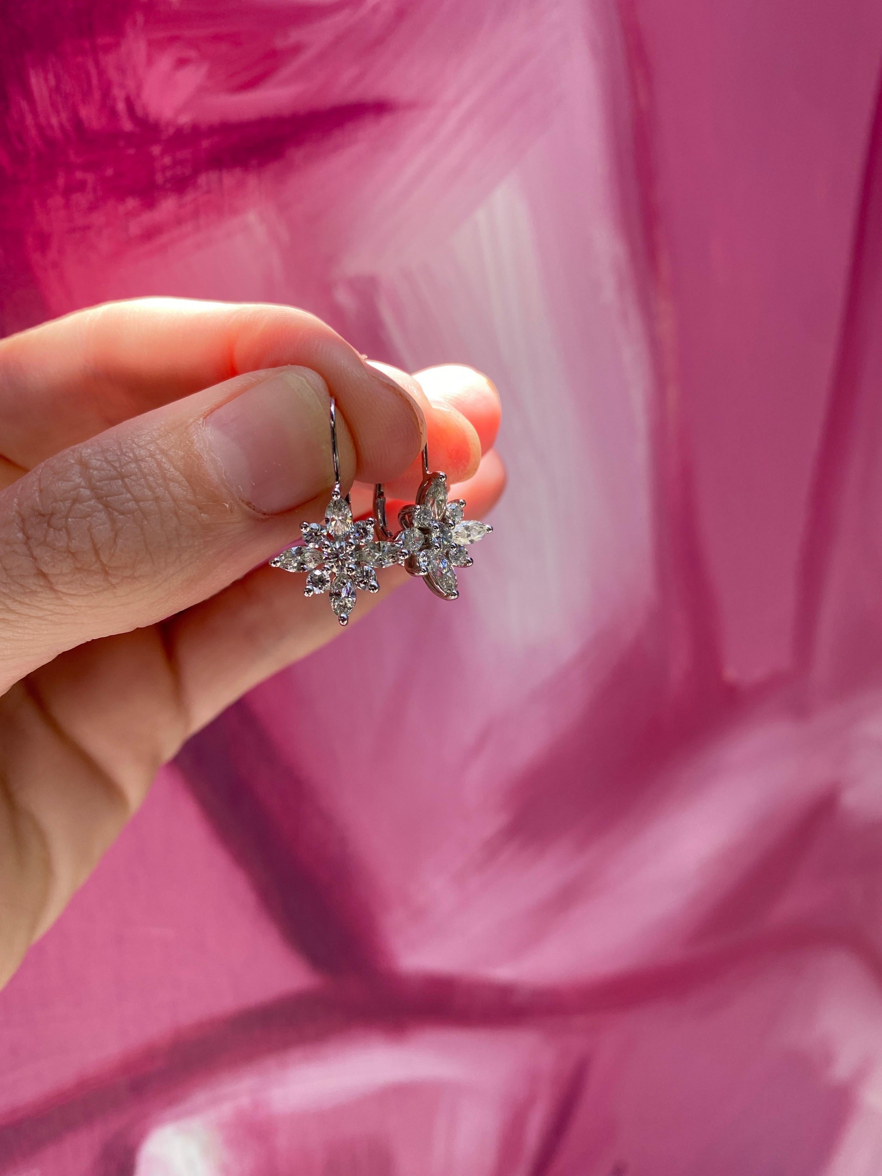 Kwiat Star Collection 1.85ctw Diamonds Large Drop Earrings, Platinum & 18K Gold 3